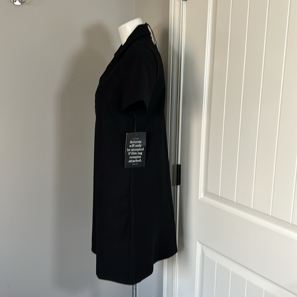 TUCKERNUCK Noir Ponte Wright Polo Dress Mini Black Vneck Sz M NEW - Picture 8 of 13